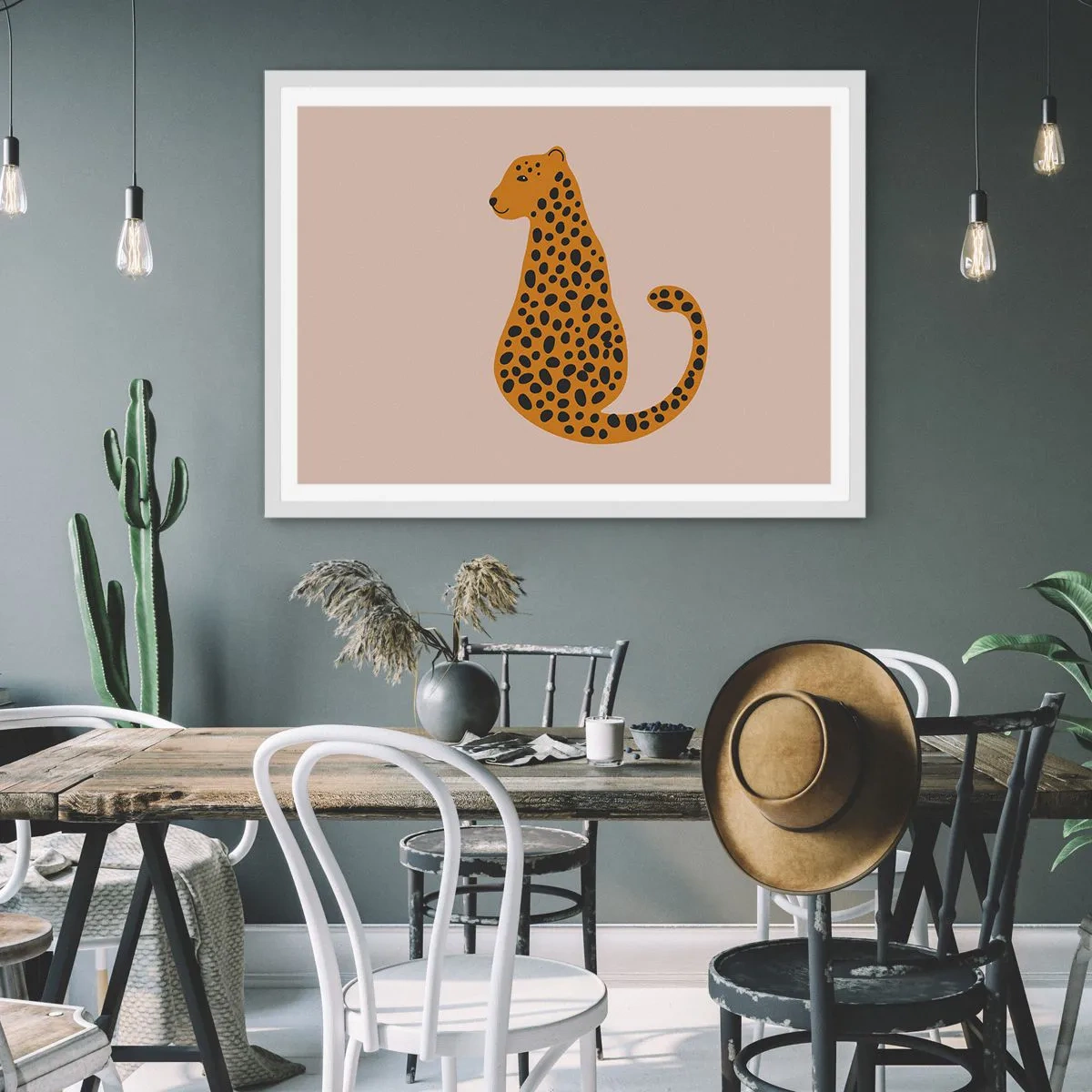 Poster in een witte lijst - Luipaardprint is een modieus print - 40x30 cm