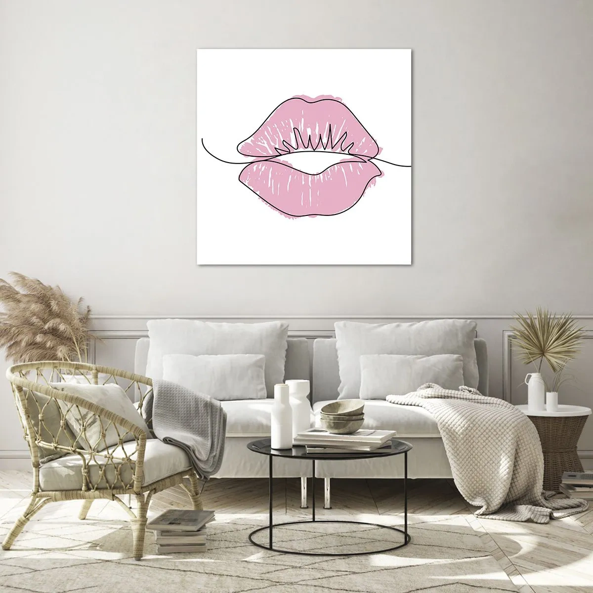 Schilderen op glas - Klaar om te kussen? - 60x60 cm