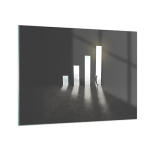 Schilderen op glas - Man in het licht van groei symboliseert ontwikkeling - 70x50cm - Succes - impressie - Moderne wanddecoratie voor woonkamer en slaapkamer ARTTOR
