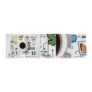 Fotobehang Monster Zelfklevend Deluxe Sticker - Tijd voor een pauze - Grafisch, Koffie, Espresso - 100x30 cm