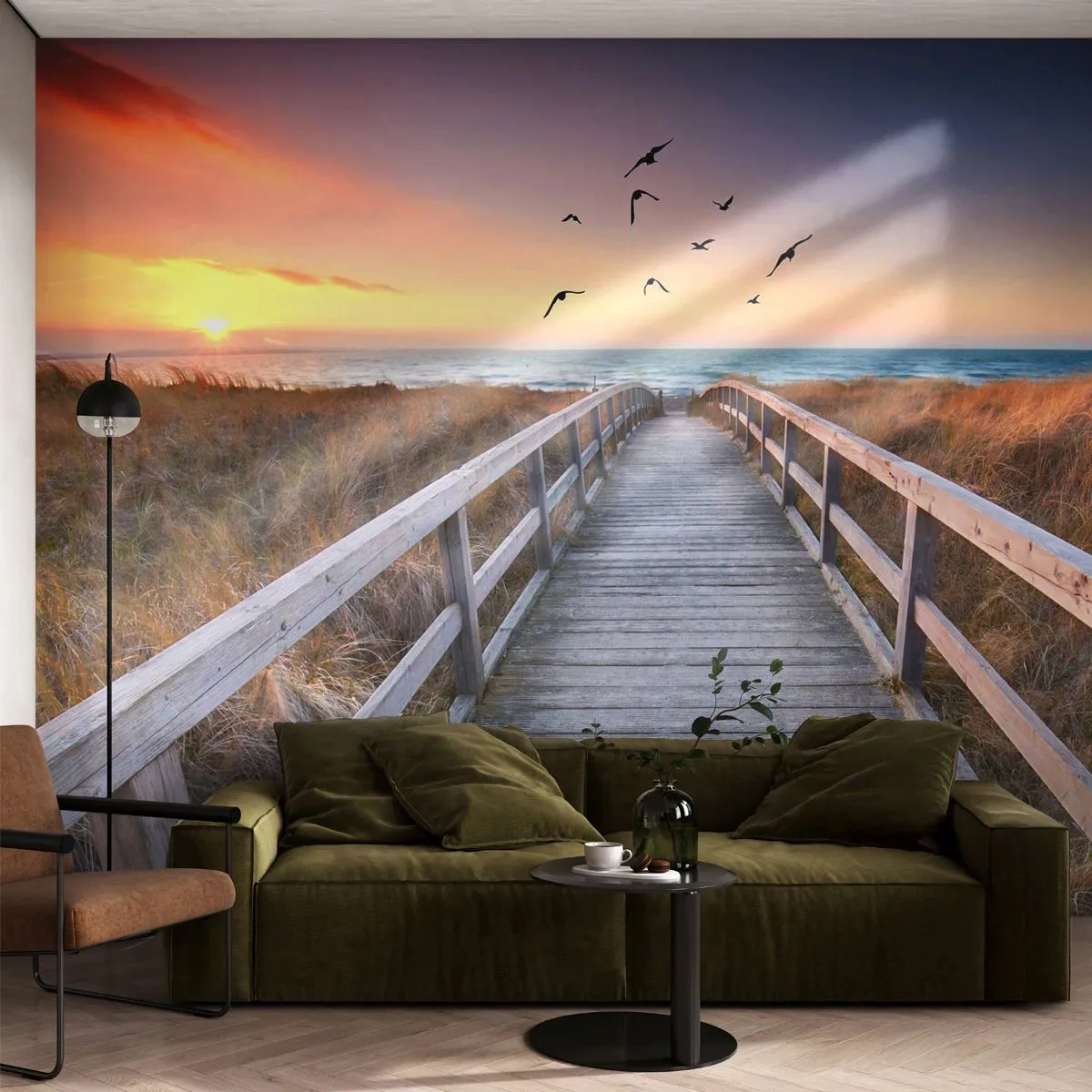 Fotobehang Premium Sand - De ruimte voor opvliegen - Landschap, Zee, Strand - 100x70 cm