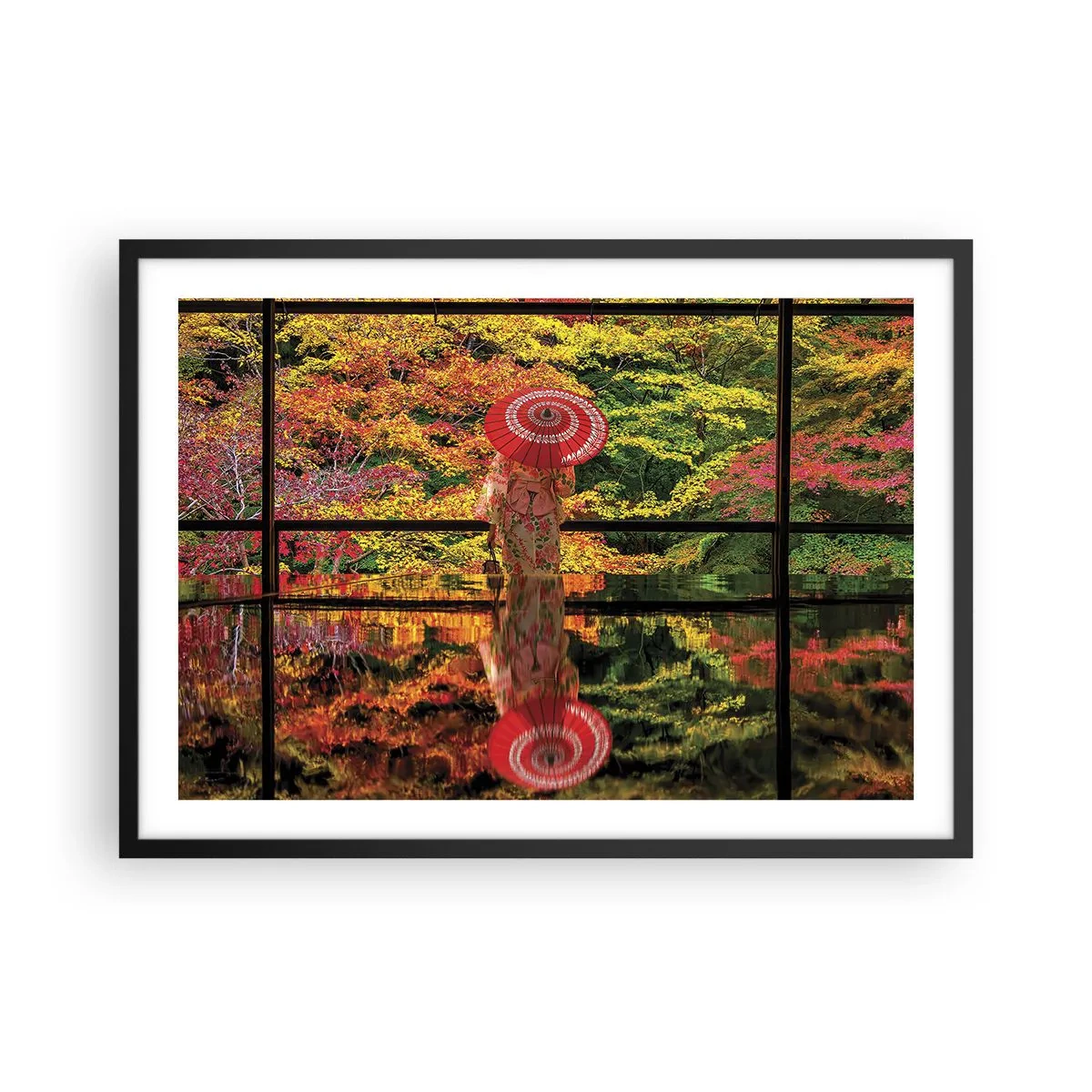 Poster in een zwarte lijst - In de tempel van de natuur - 70x50 cm