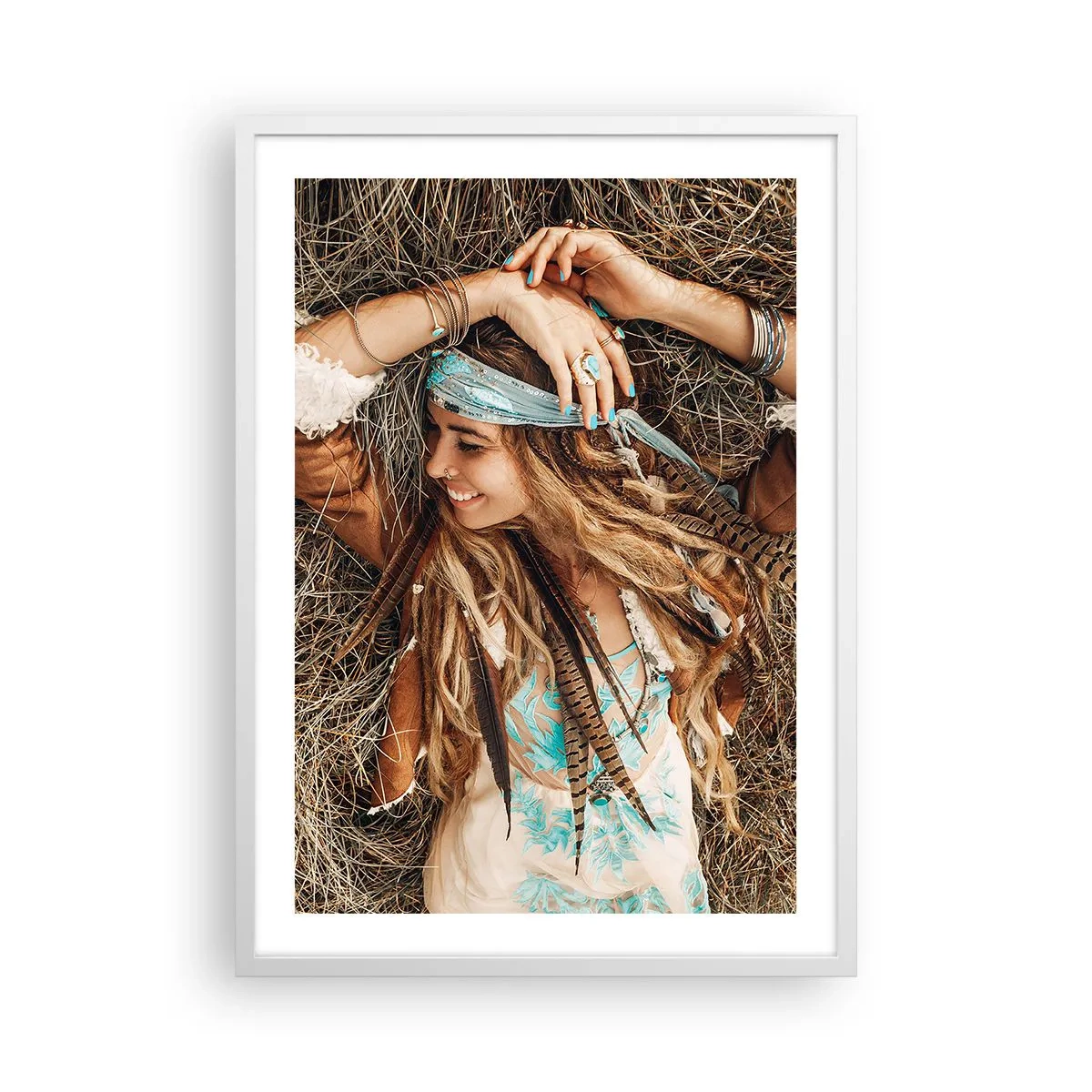 Poster in een witte lijst - Op weg naar de zomer van de liefde - 50x70 cm