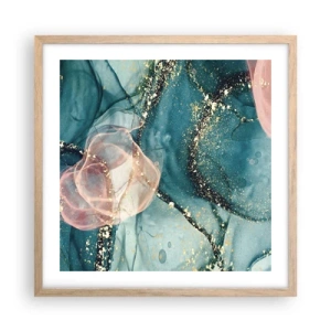 Een poster in een licht eiken lijst - Zijdeblauw, tule roze - 50x50 cm