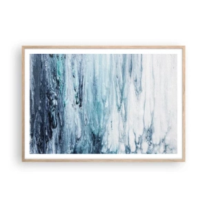 Een poster in een licht eiken lijst - Blauwe ijspegels - 100x70 cm