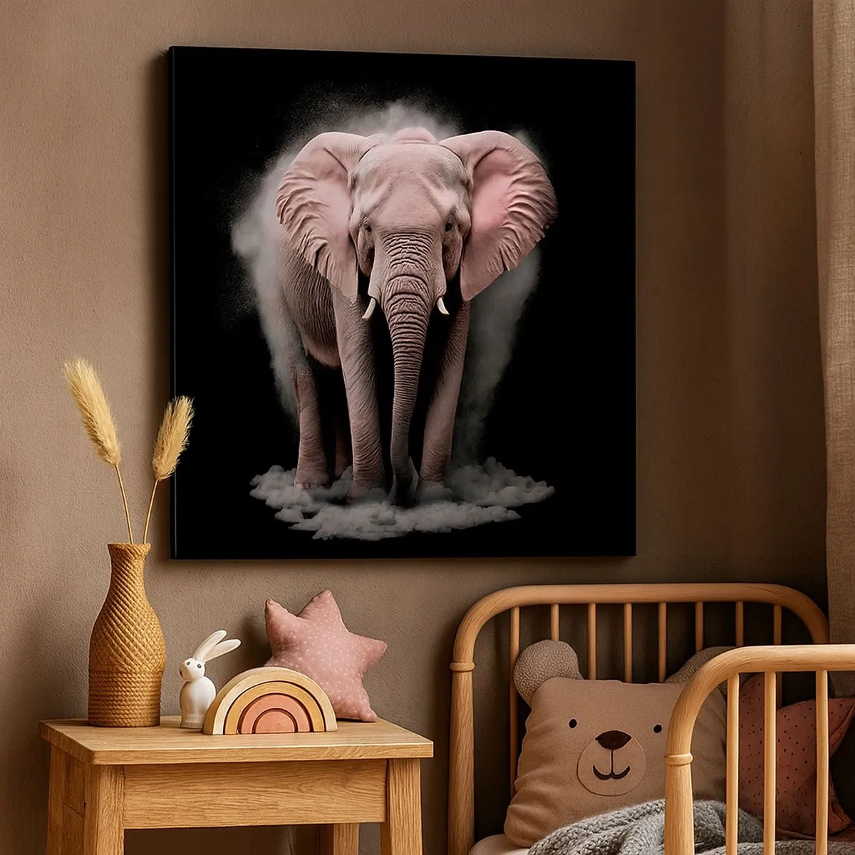 Schilderen op canvas - Denk niet aan een roze olifant! - 30x30 cm