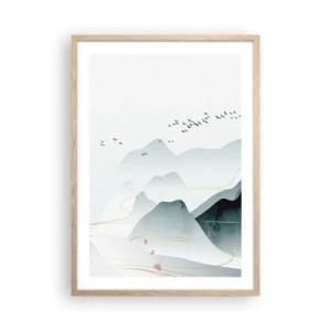 Een poster in een licht eiken lijst - Over de toppen - 50x70 cm