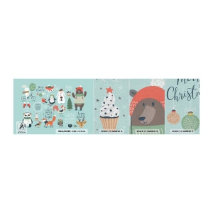 Fotobehang Monster Premium Canvas - Moge het altijd kerst zijn! - Voor kinderen, Winter, Gelukkige dieren - 100x30 cm