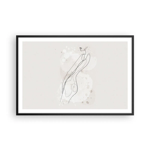 Poster in een zwarte lijst - De blik dwaalt af - 91x61 cm