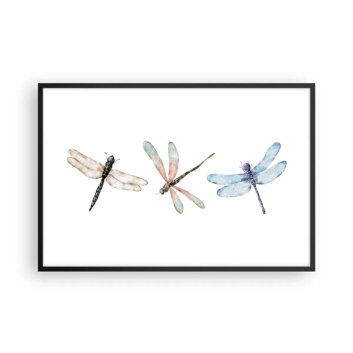 Poster in een zwarte lijst - Gewichtloze libellen - 91x61 cm