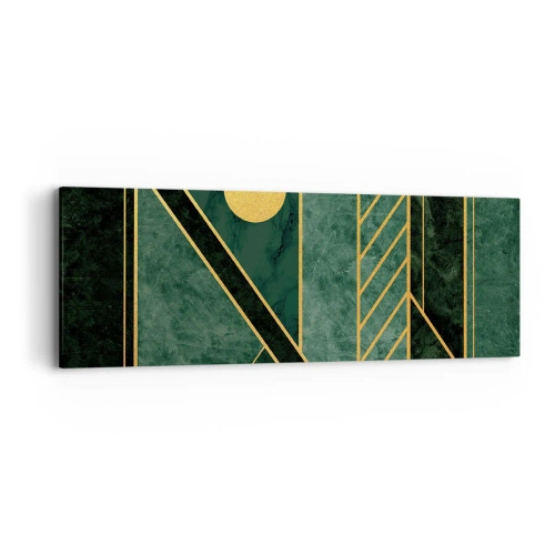 Schilderen op canvas - Dynamiek van goud en azuur - 90x30 cm