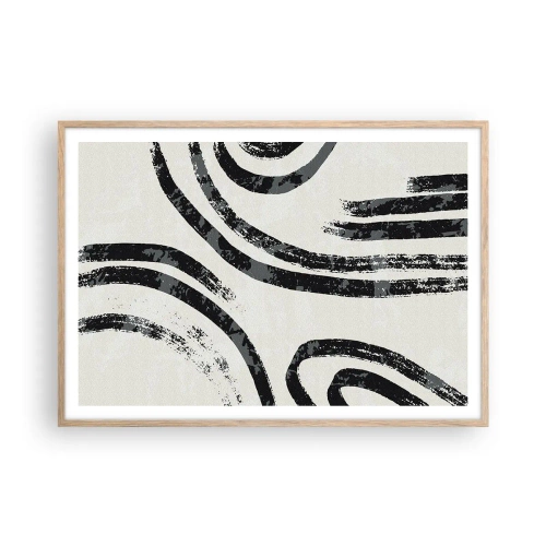Een poster in een licht eiken lijst - Half gestopt - 100x70 cm