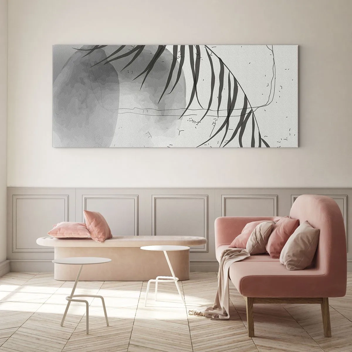 Schilderen op glas - Het subtiele exotisme van de natuur - 100x40 cm