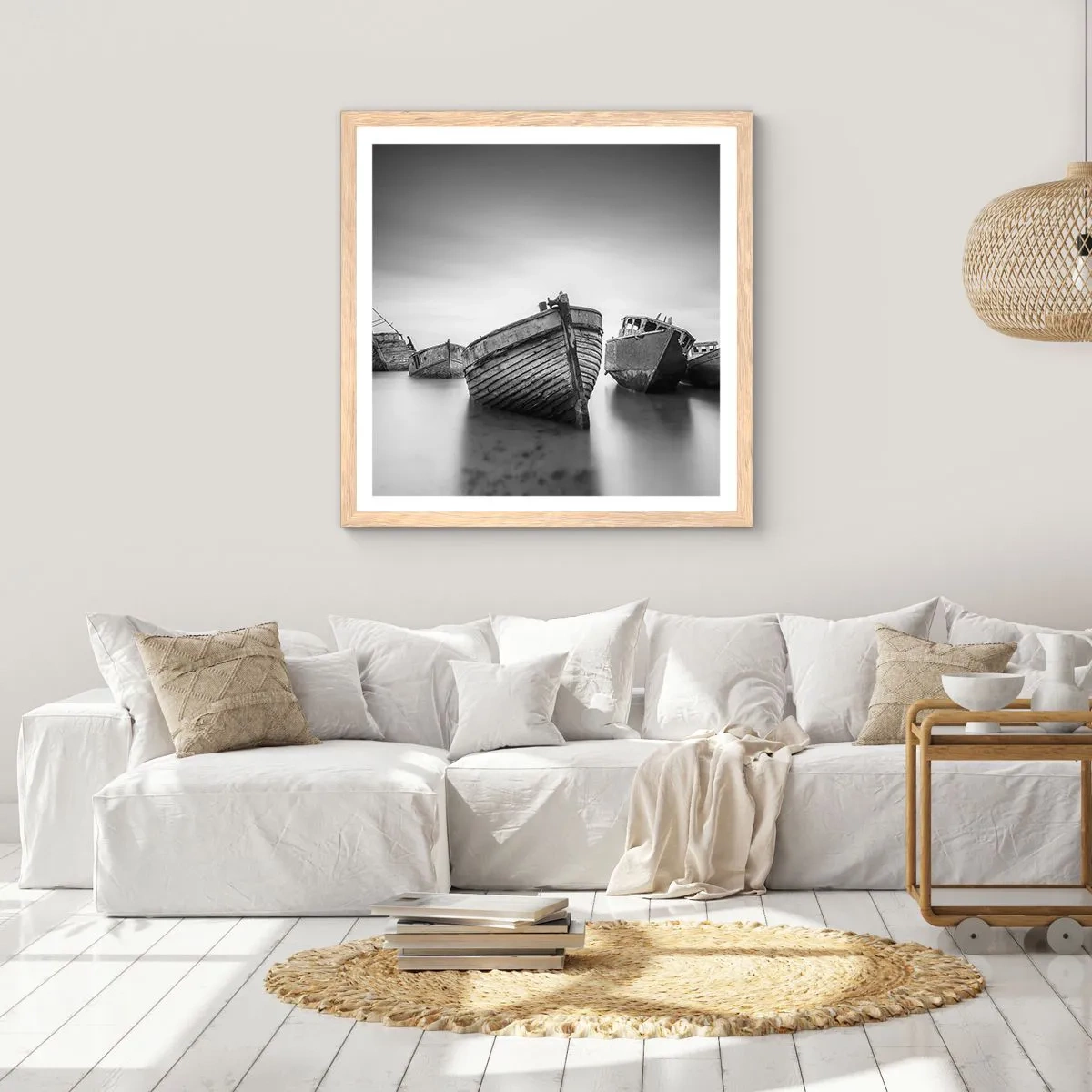 Een poster in een licht eiken lijst - Alleen herinneringen ... - 40x40 cm