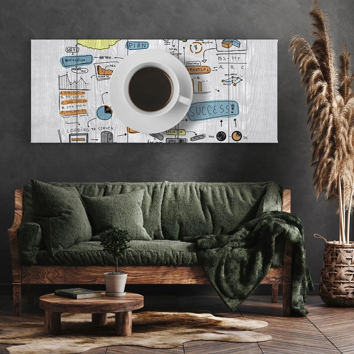 Schilderen op canvas - Tijd voor een pauze - 90x30 cm