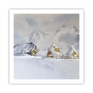 Poster - In een besneeuwde vallei - 60x60 cm