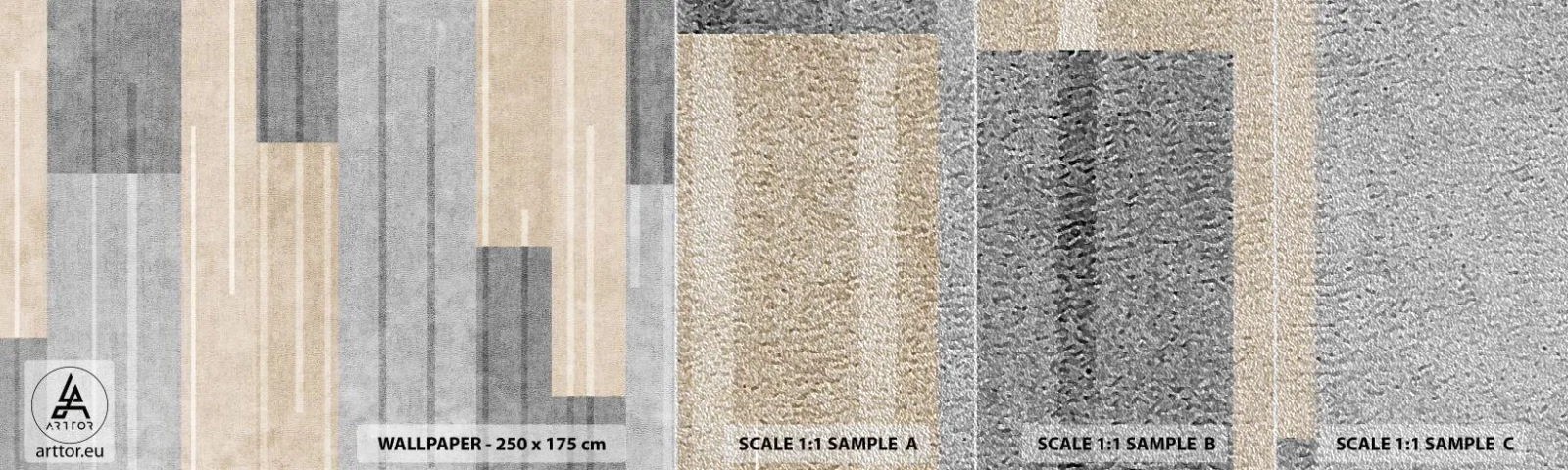 Fotobehang Monster Premium Sand - Compositie: houd verticaal - Abstractie, Lijnen, Pastel - 100x30 cm