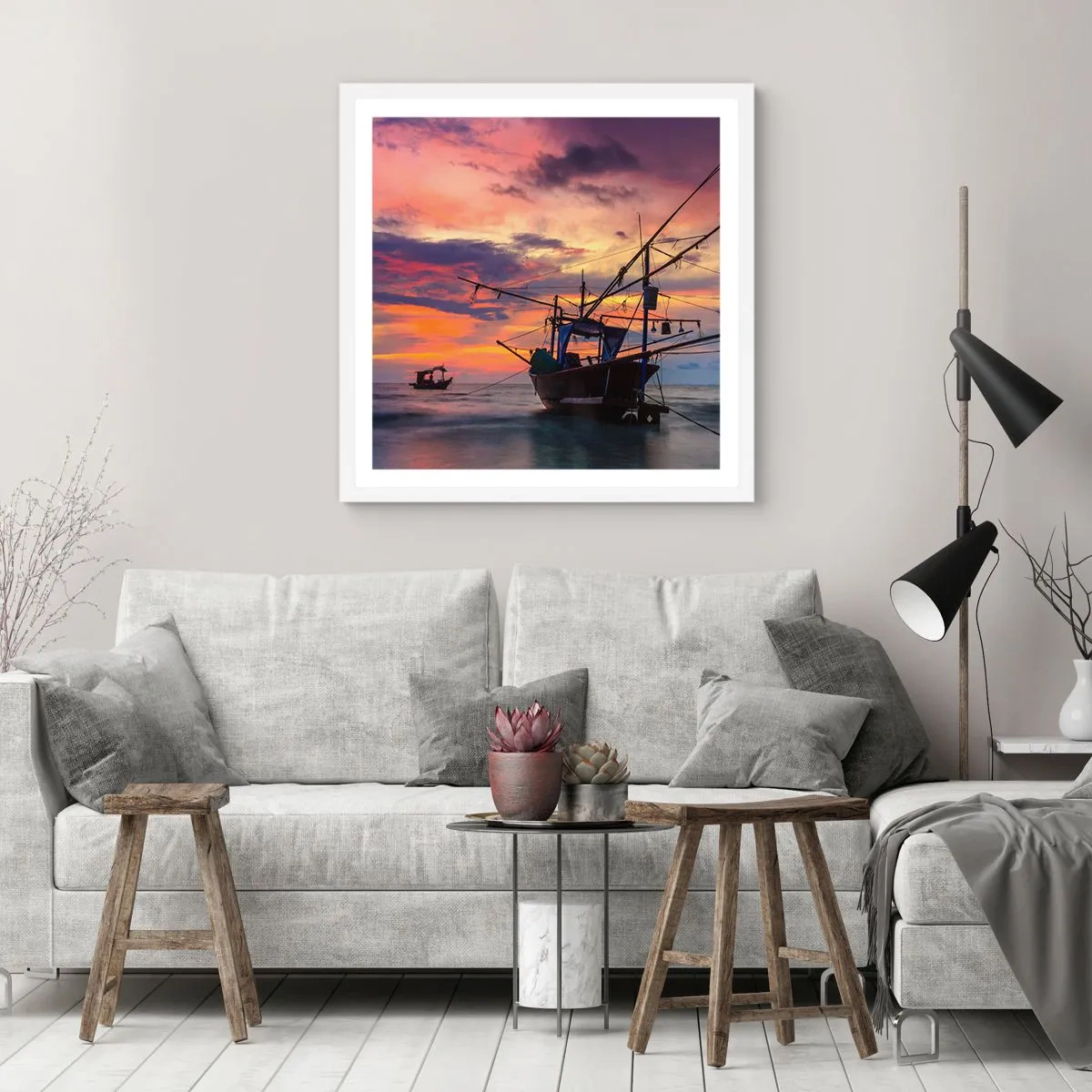 Poster in een witte lijst - Exotische avond - 50x50 cm