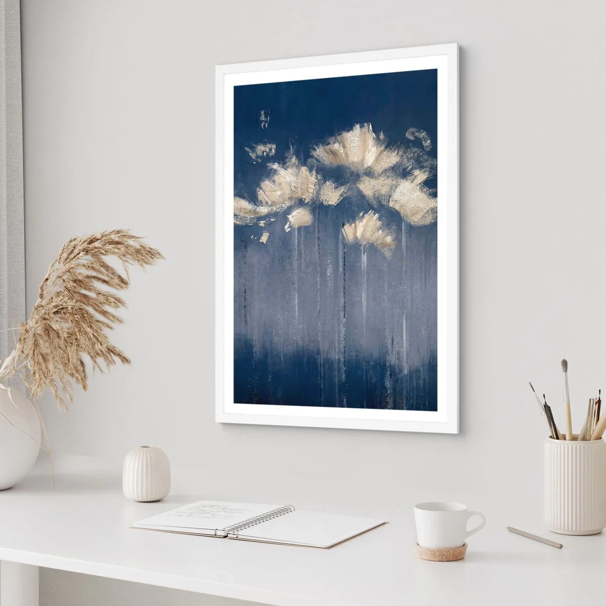 Poster in een witte lijst - Als bloemblaadjes in de wind - 50x70 cm
