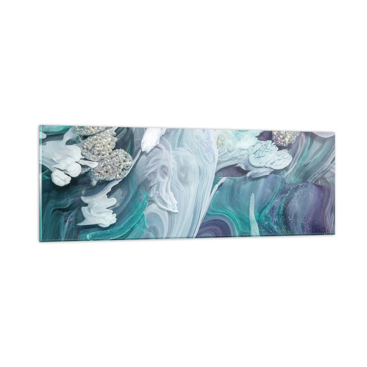 Schilderen op glas - Stromingen van hemelsblauw - 90x30 cm