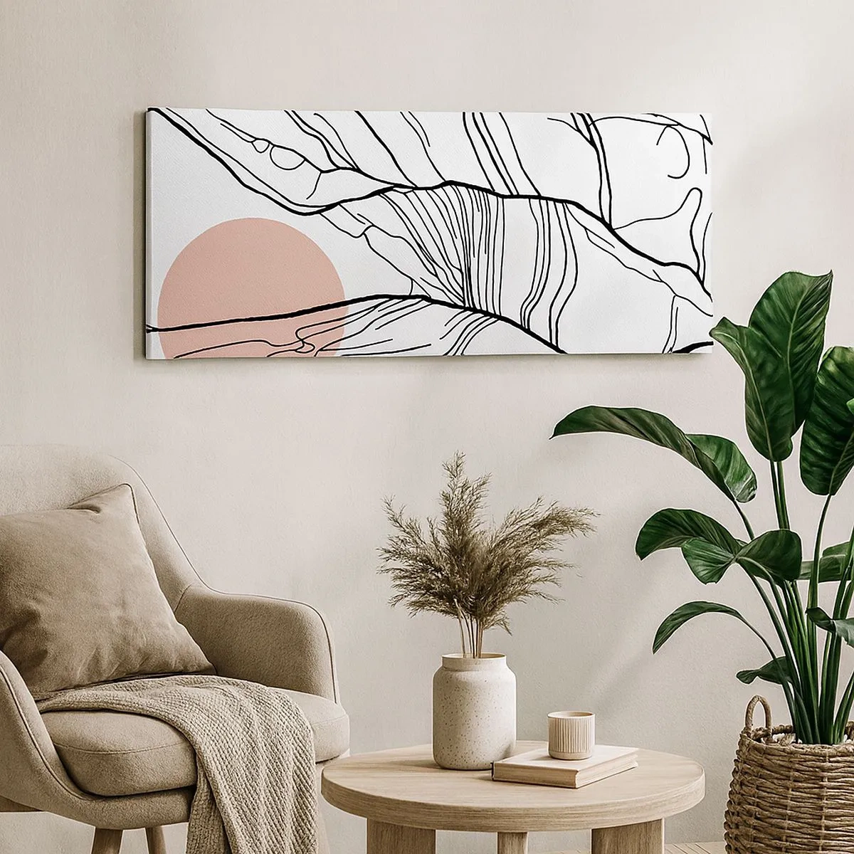 Schilderen op canvas - In een web van twijgen - 100x40 cm