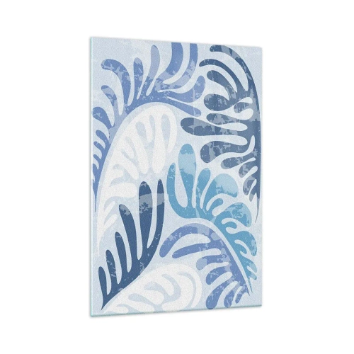 Schilderen op glas - Blauwe varens - 70x100 cm