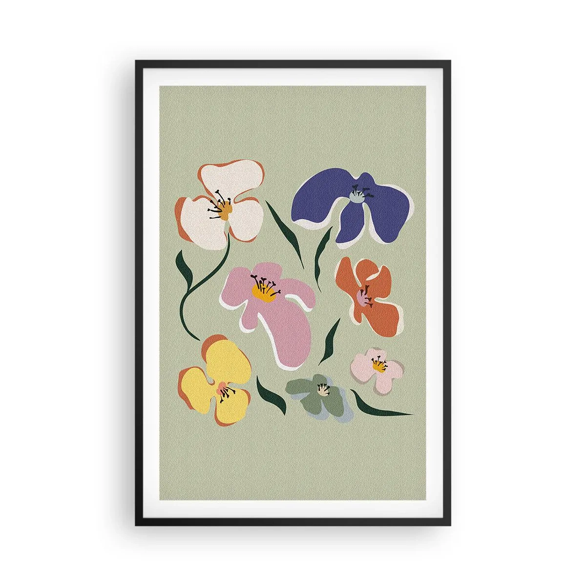 Poster in een zwarte lijst - Viooltjes welkom - 61x91 cm