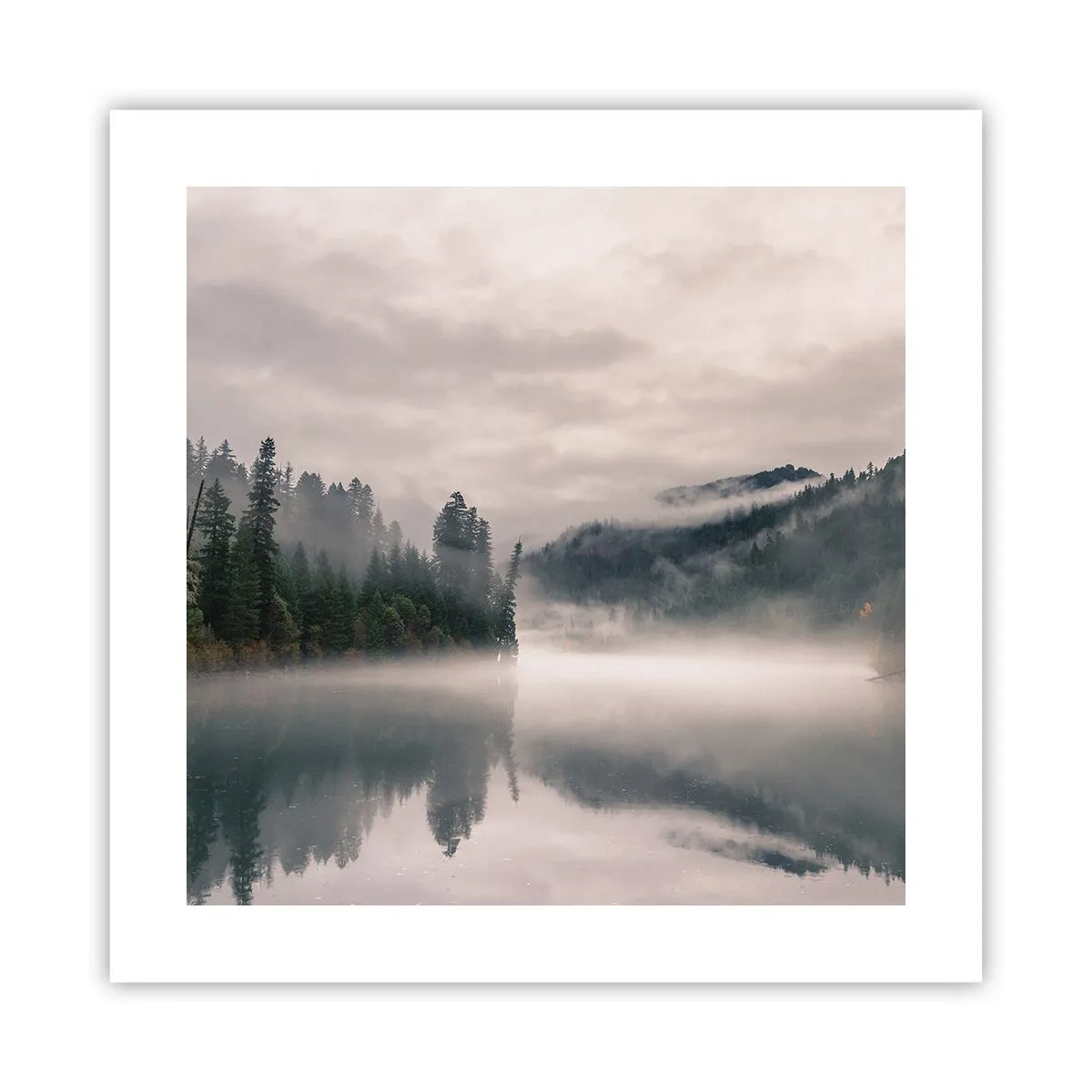 Poster - In reflectie, in de mist - 40x40 cm