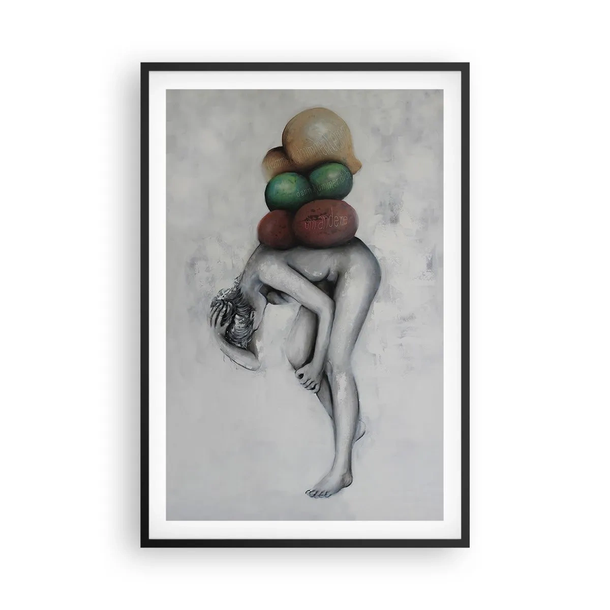 Poster in een zwarte lijst - De last van het leven - 61x91 cm