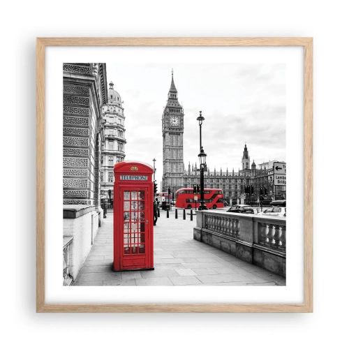 Een poster in een licht eiken lijst - Londen, zonder twijfel - 50x50 cm