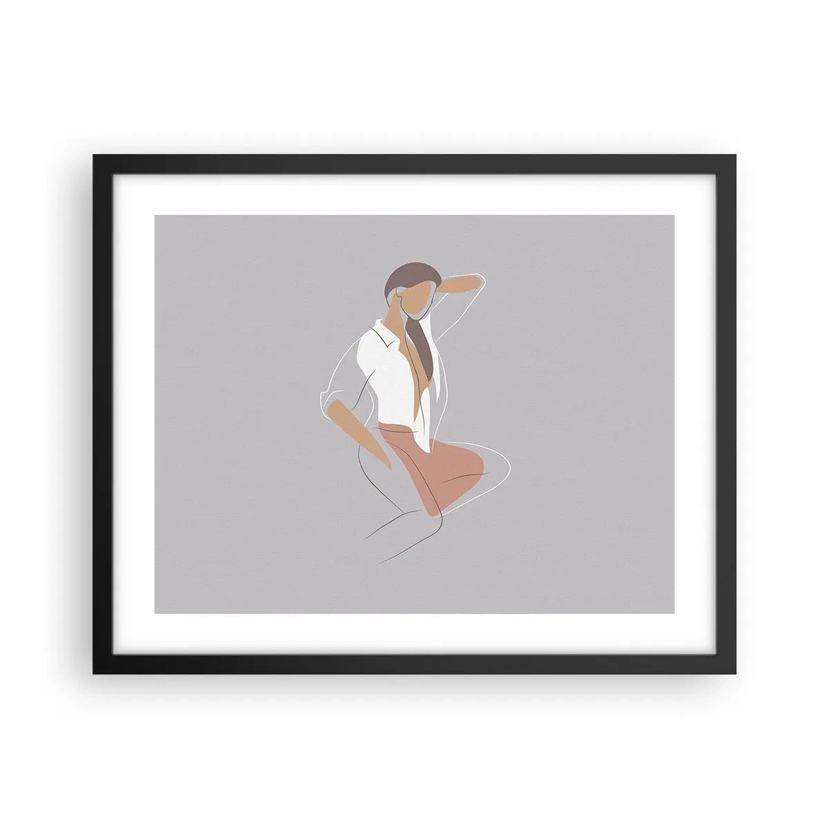 Poster in een zwarte lijst - Omtrek van gracieusheid - 50x40 cm