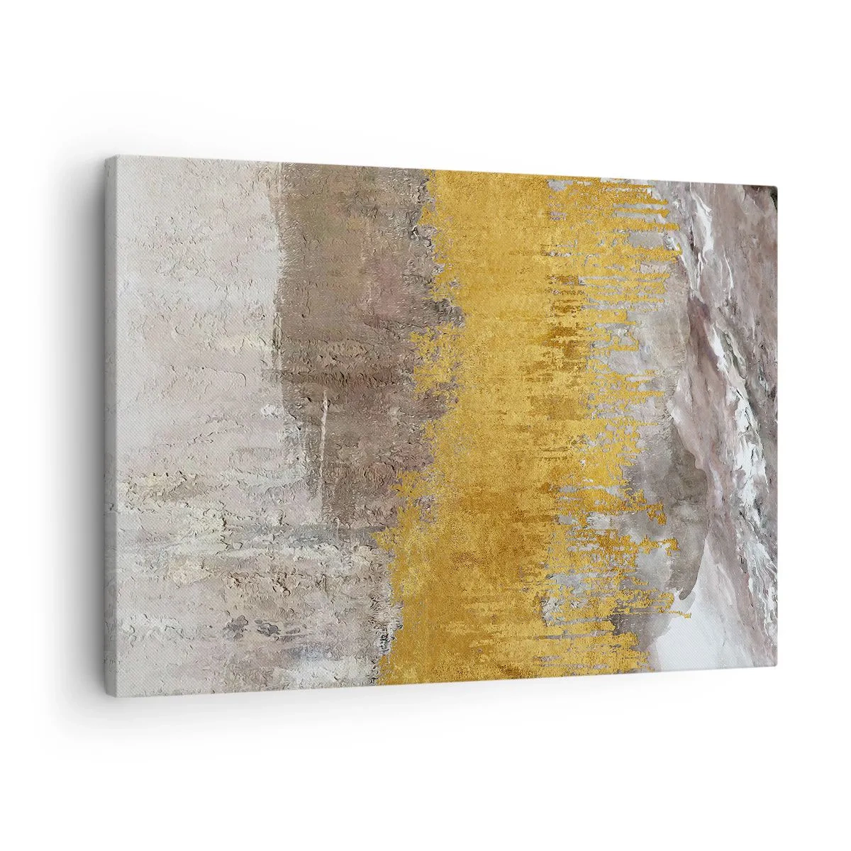 Schilderen op canvas - Goud en beige abstract patroon - 70x50cm - Een gouden explosie - Moderne wanddecoratie voor woonkamer en slaapkamer ARTTOR