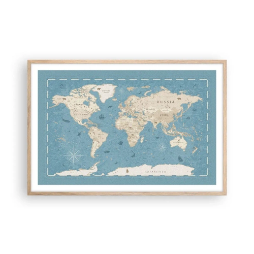 Een poster in een licht eiken lijst - De wereld binnen handbereik - 91x61 cm