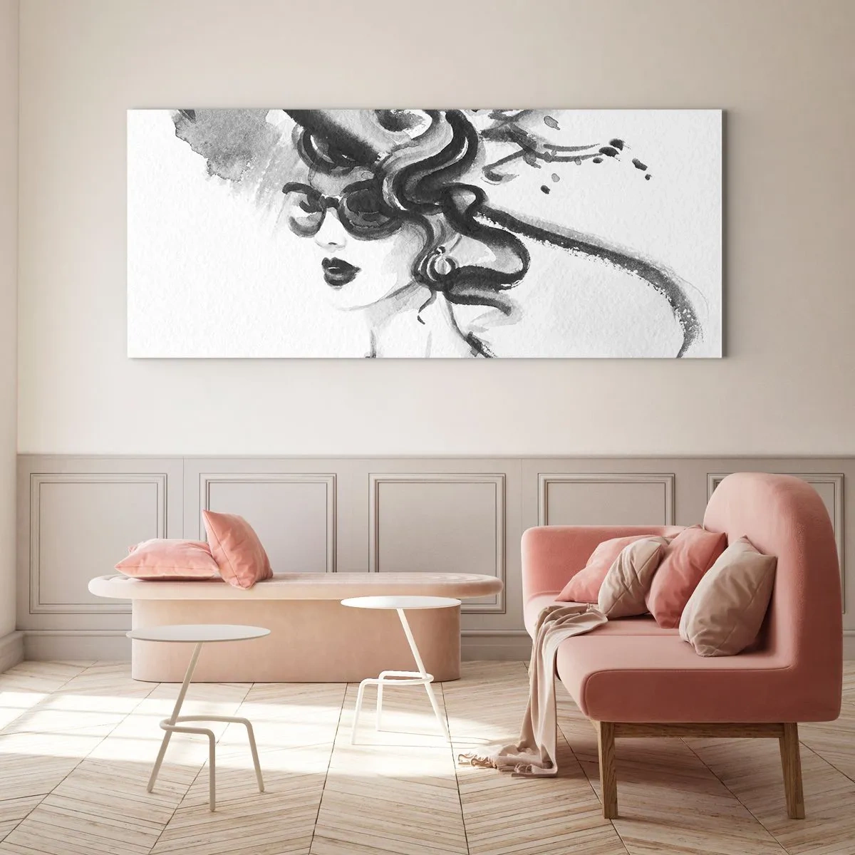 Schilderen op glas - Een dame met karakter - 100x40 cm