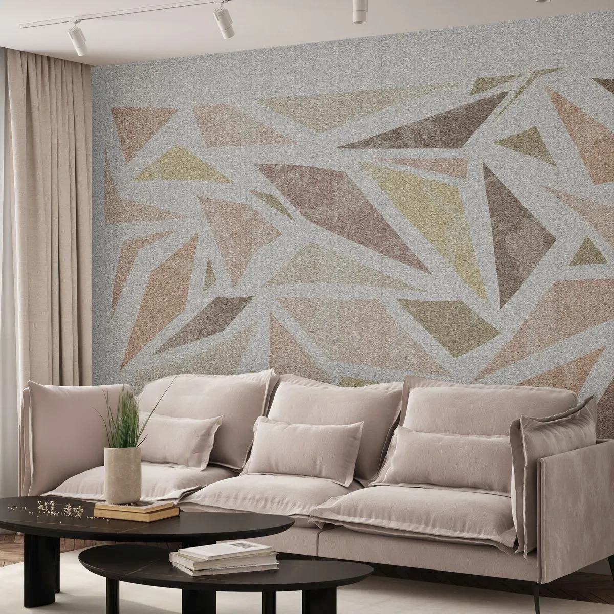 Fotobehang Premium Canvas - Gebrandschilderd glas compositie - Minimalisme, Pastel, Boho - 150x105 cm