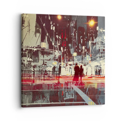 Schilderen op canvas - Een grote stadsoversteek - 30x30 cm