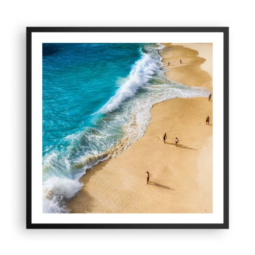 Poster in een zwarte lijst - En dan de zon, het strand… - 60x60 cm