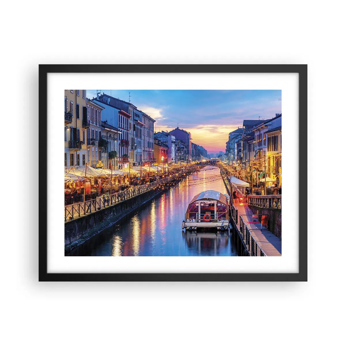 Poster in een zwarte lijst - Een avond vol licht en plezier - 50x40 cm