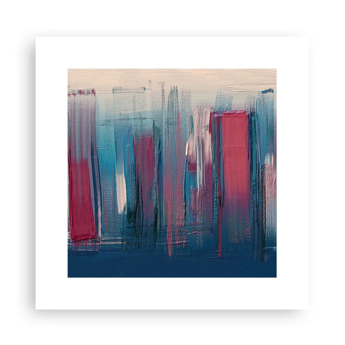 Poster - Verticale compositie in blauw en rood - 30x30 cm