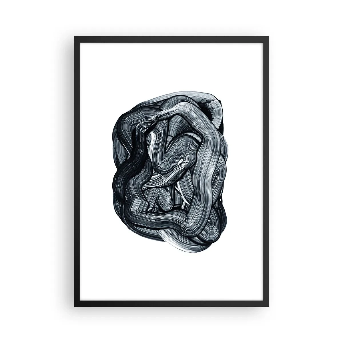 Poster in een zwarte lijst - Abstracte compositie van zwart-witte penseelstreken - 50x70cm - Het is niet zo eenvoudig - Moderne wanddecoratie voor woonkamer en slaapkamer ARTTOR