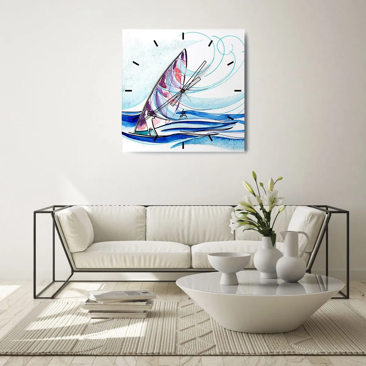 Wandklok - Klok - Met de wind op het ritme van de golven - 30x30 cm