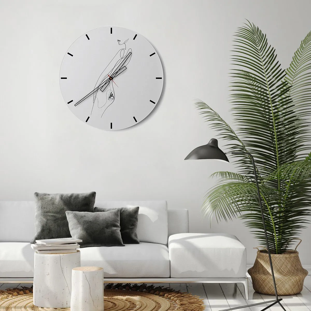 Wandklok - Klok - Minimalistische lijn van een vrouwelijk silhouet op een witte achtergrond - 30x30cm - Gewoon een belofte - Moderne wanddecoratie voor woonkamer, keuken en slaapkamer ARTTOR