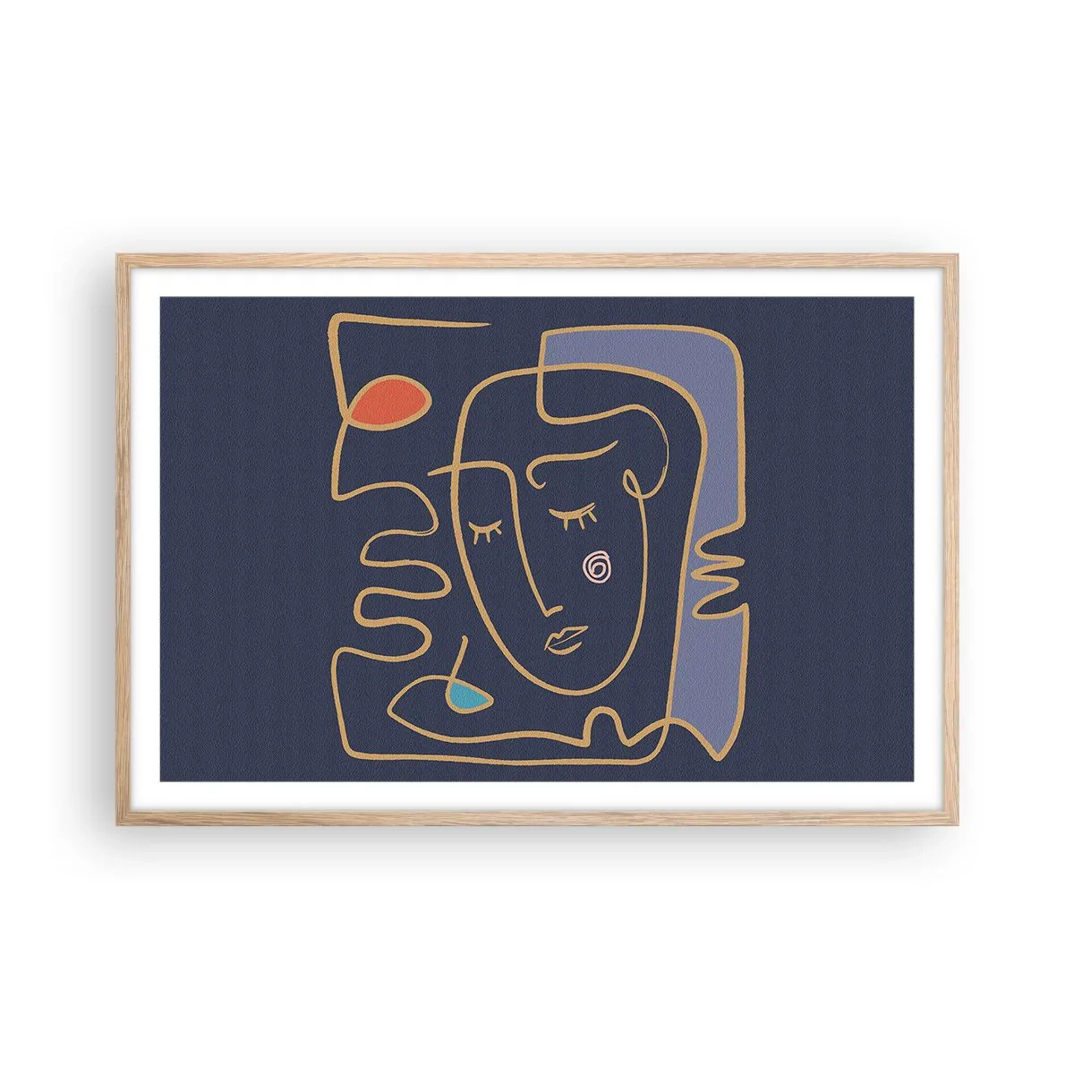 Een poster in een licht eiken lijst - In nadenken - 91x61 cm