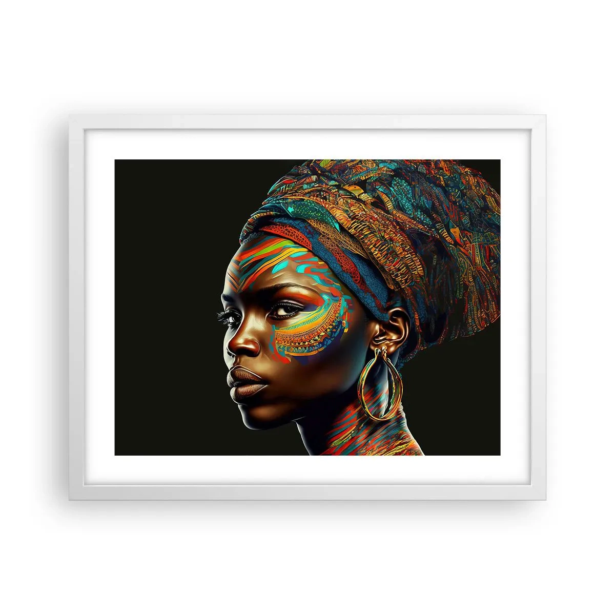Poster in een witte lijst - Afrikaanse koningin - 50x40 cm