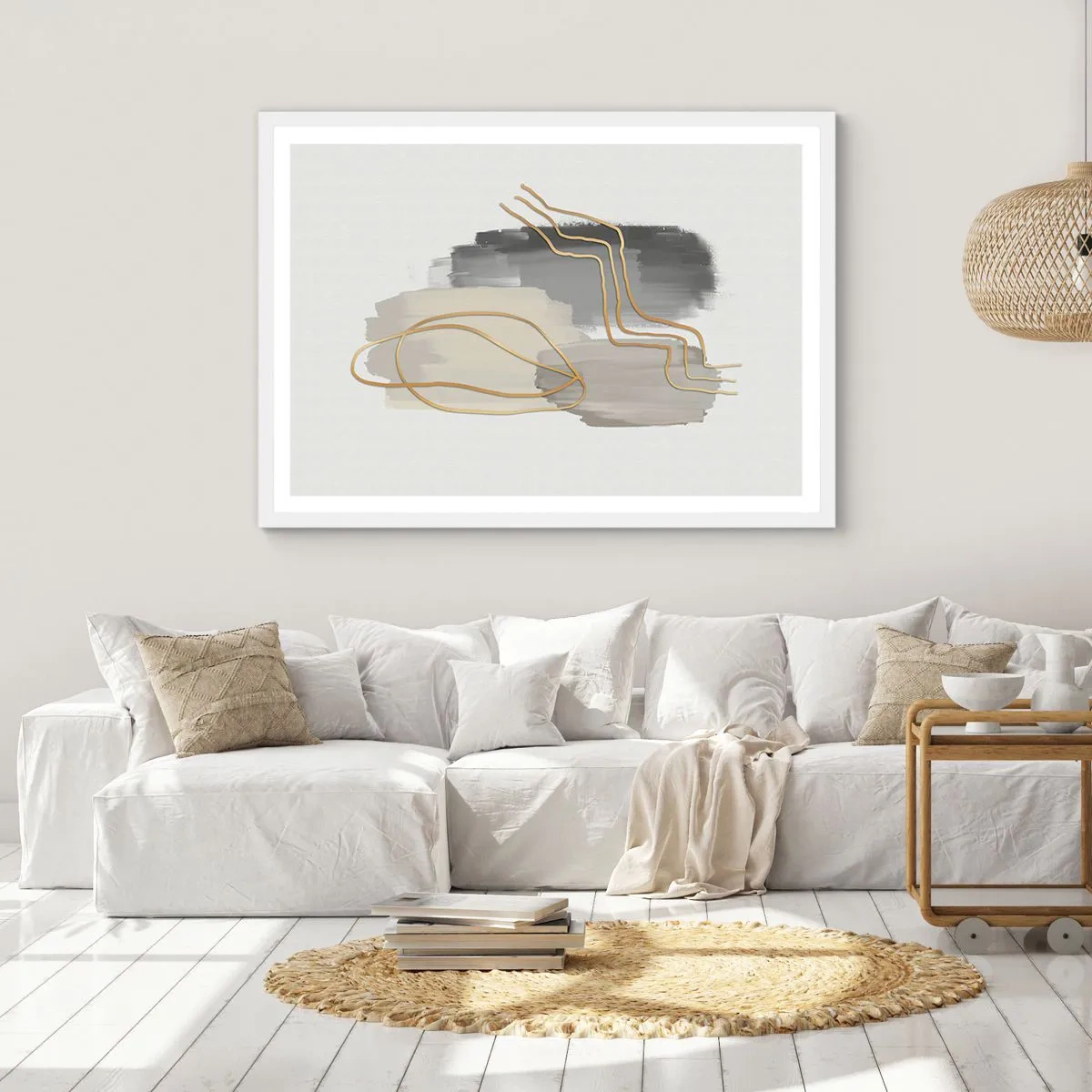 Poster in een witte lijst - Duur en beweging - 100x70 cm