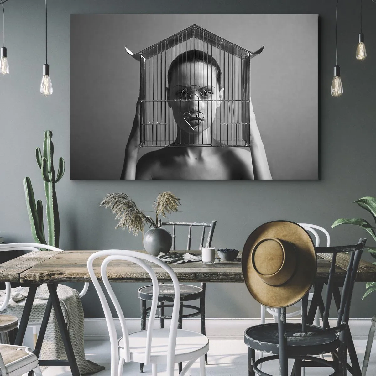 Schilderen op canvas - Een ietwat surrealistisch portret - 120x80 cm