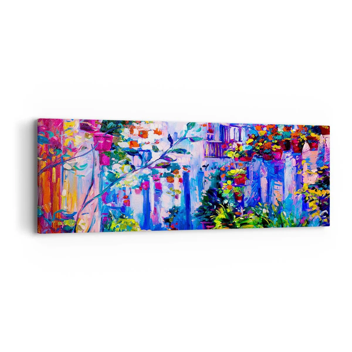 Schilderen op canvas - Impressie - een Italiaanse straat - 90x30 cm