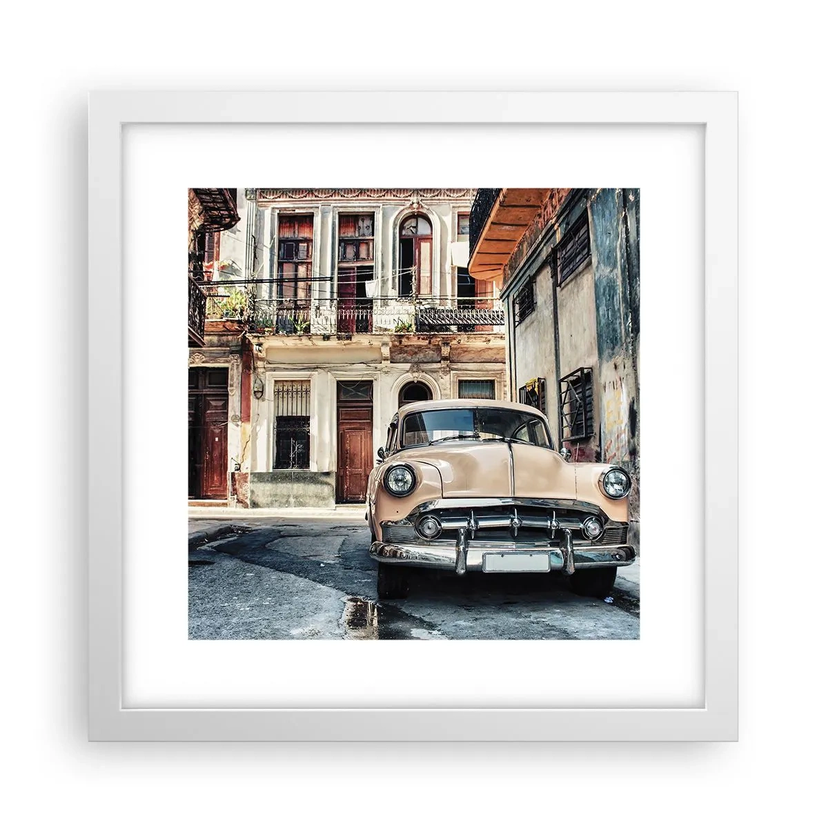 Poster in een witte lijst - De siësta in Havana - 30x30 cm