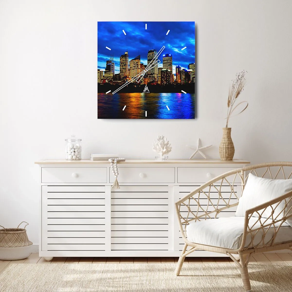 Wandklok - Klok - Een nacht van licht en kleuren - 30x30 cm