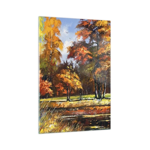 Schilderen op glas - Landschap in goud en brons - 70x100 cm